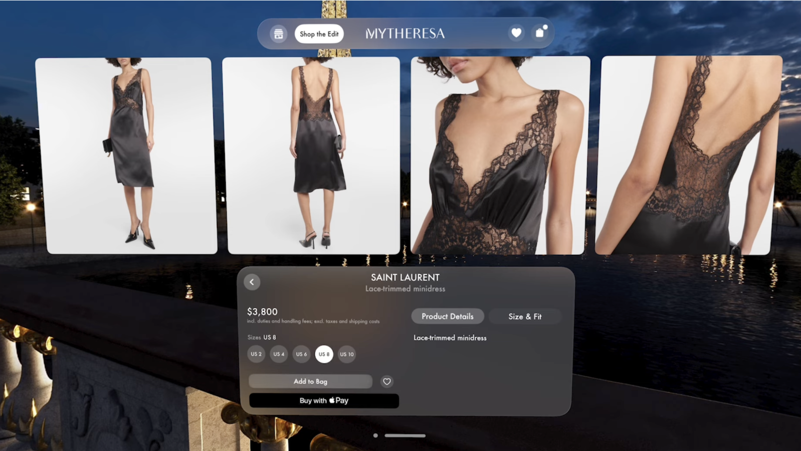MyTheresa virtual store for Apple vision pro