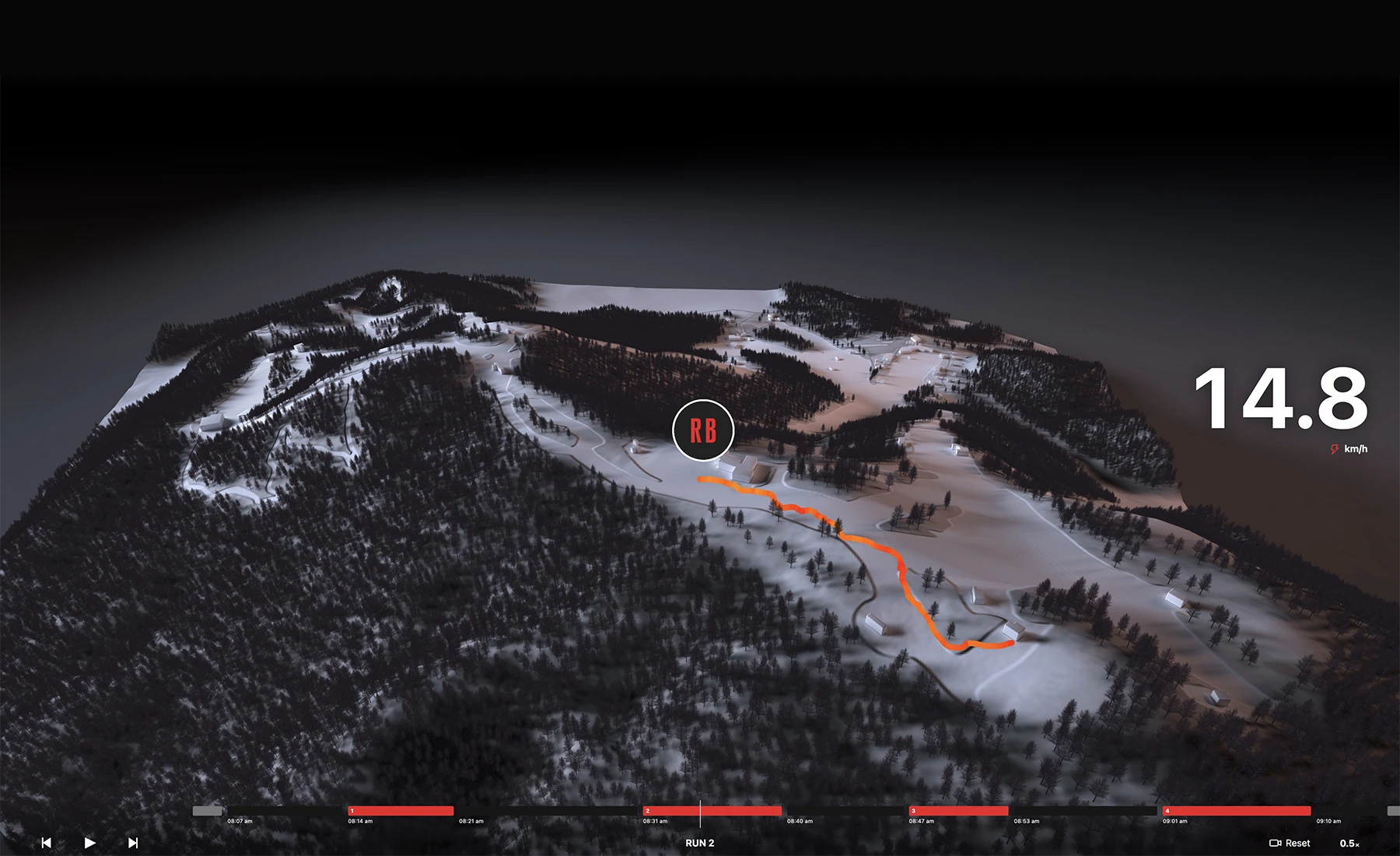 3D interactive ski tracking app replay case study